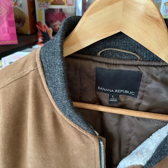 Banana Republic Moleskin Bomber Jacket Brown Sherpa Lined Men’s Large